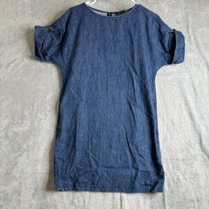 COS Tunic Dress Womens 2 Blue Linen Cotton Short Sleeve Knee Length Scandinavian